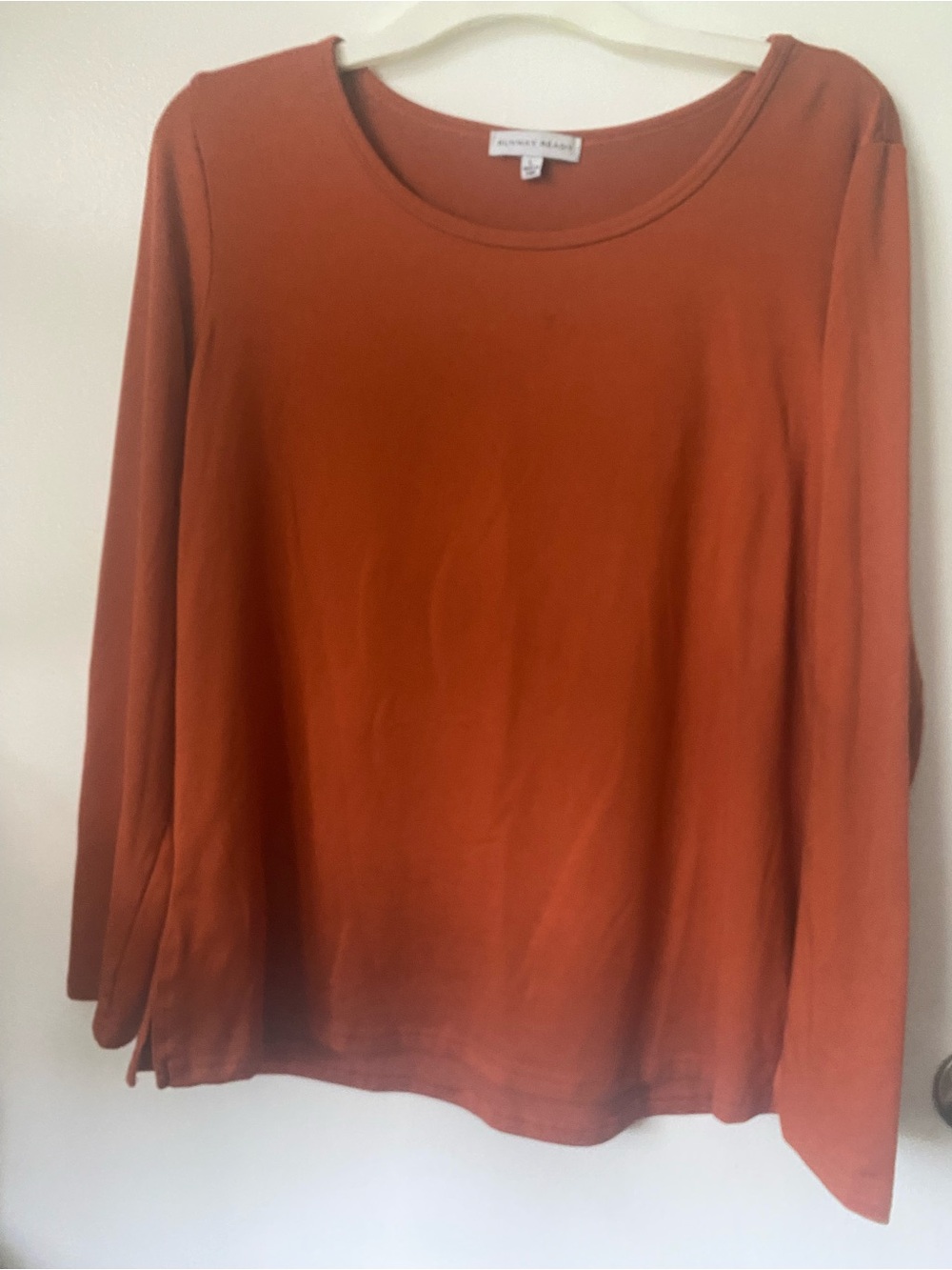Planet Blue Long Sleeve Scoop Neck Top - Burnt Orange